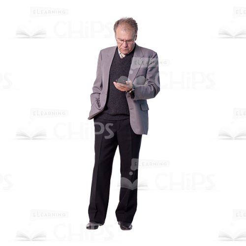 Mid Aged Man Standing With Phone Cutout Image-0