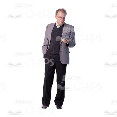 Confident Mid Aged Man With Phone Cutout Image-0