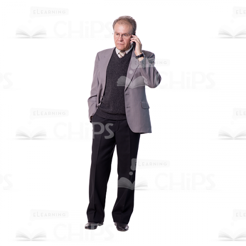 Attentive Mid Aged Man Talking The Phone Cutout-0
