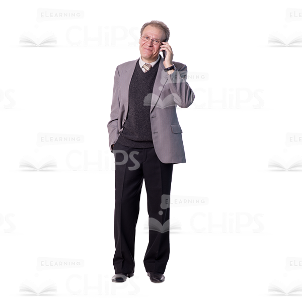 Smiling Mid Aged Man Talking The Phone Cutout Image-0
