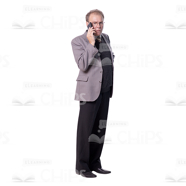 Puzzled Mid Aged Man Talking The Phone Cutout-0