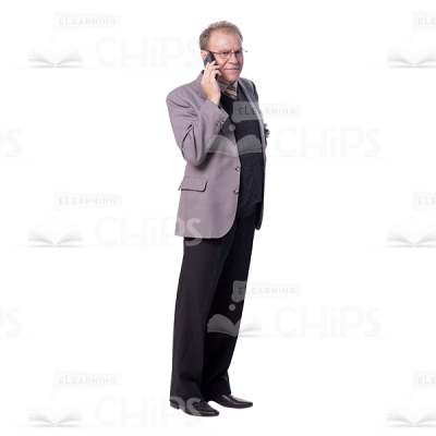 Ironically Smiling Cutout Man Character Talking The Phone-0