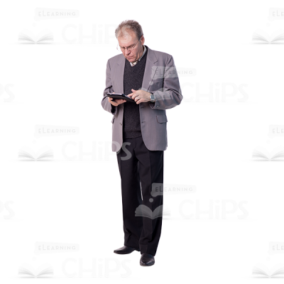 Frowning Mid Aged Man With Tablet Cutout Photo-0