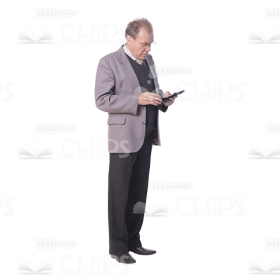 Half-Turned Man Using Tablet Cutout Photo-0