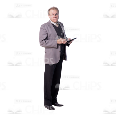Calm Mid Aged Man With Tablet Cutout Photo-0