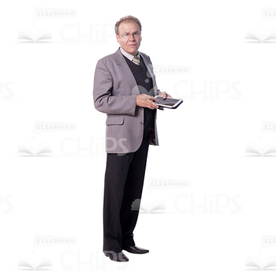 Friendly Mid Aged Man With Tablet Cutout Image-0