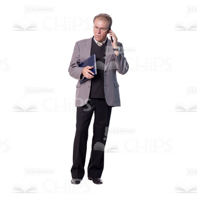 Cutout Man Character With Phone And Folder-0