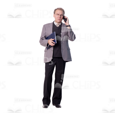 Puzzled Cutout Man Character Talking The Phone-0