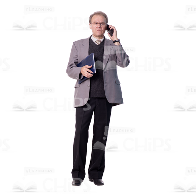 Frowning Man Talking Phone And Holding Folder Cutout-0