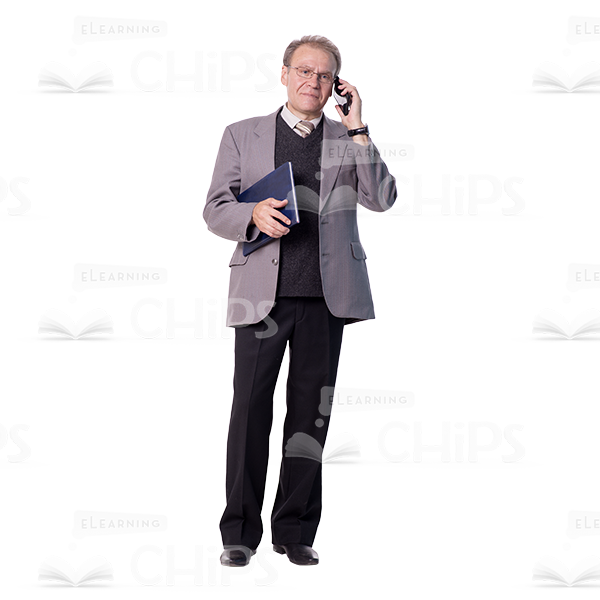 Smiling Man With Phone And Folder Cutout Image-0