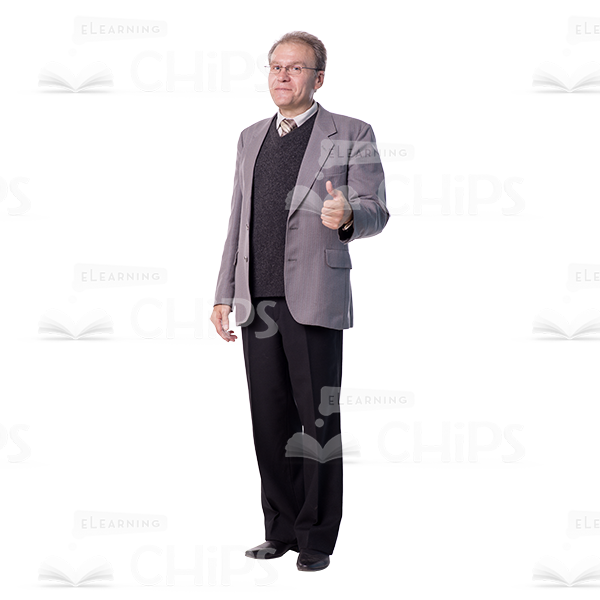 Pleased Mid Aged Man Showing Thumb Up Cutout-0