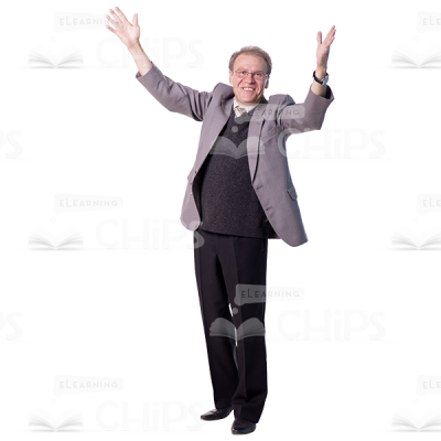 Smiling Man Raising His Hands Up Cutout Image-0