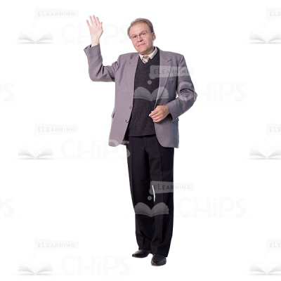 Mid Aged Man Waving Hand Cutout Photo -0