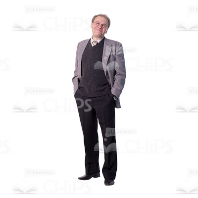 Pleased Mid Aged Man Standing Relaxed Cutout-0