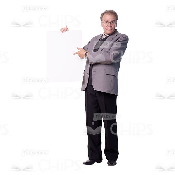 Mid Aged Man Pointing On Board Cutout Photo-0