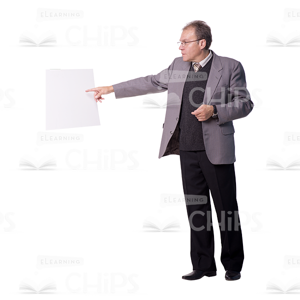Mid Aged Tutor Pointing On Poster Cutout Image-0