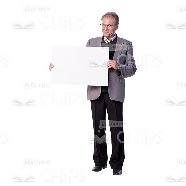 Playfully Looking Cutout Man Character With Banner-0