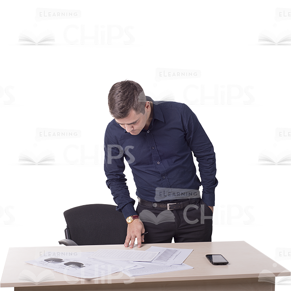 Young Man Looks At Papers Cutout Photo-0
