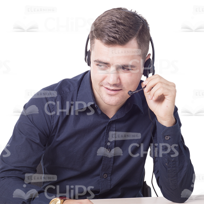 Slightly Smiling Man Sitting With Headset Cutout Image-6823