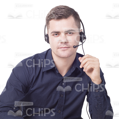 Friendly Call Operator Sitting Behind The Desk Cutout-6825