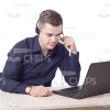 Call Operator Working On Laptop Cutout Image-6829