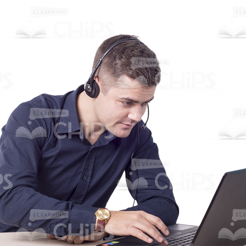 Totally Involved Young Man Working On Laptop Cutout-6835