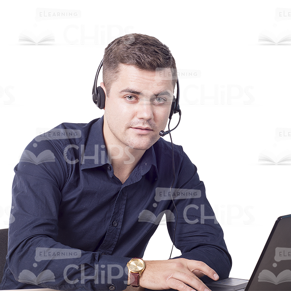 Handsome Guy With Headset And Laptop Cutout Image-6839