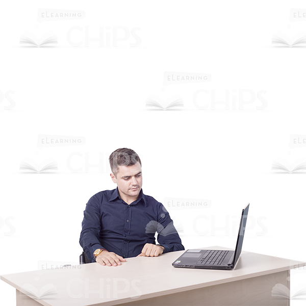 Handsome Young Man Looking At Laptop Cutout-0