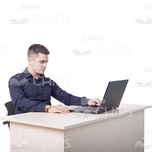 Serious Cutout Man Character Typing Text-0