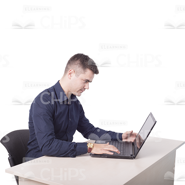 Deeply Involved Young Man With Laptop Cutout-0