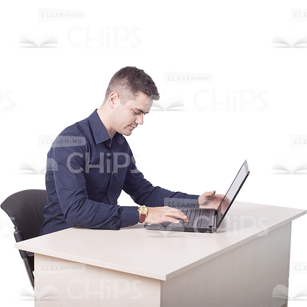 Pleased Young Man Working On Laptop Cutout-0