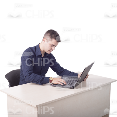 Young Man Typing On Laptop Cutout Image-0