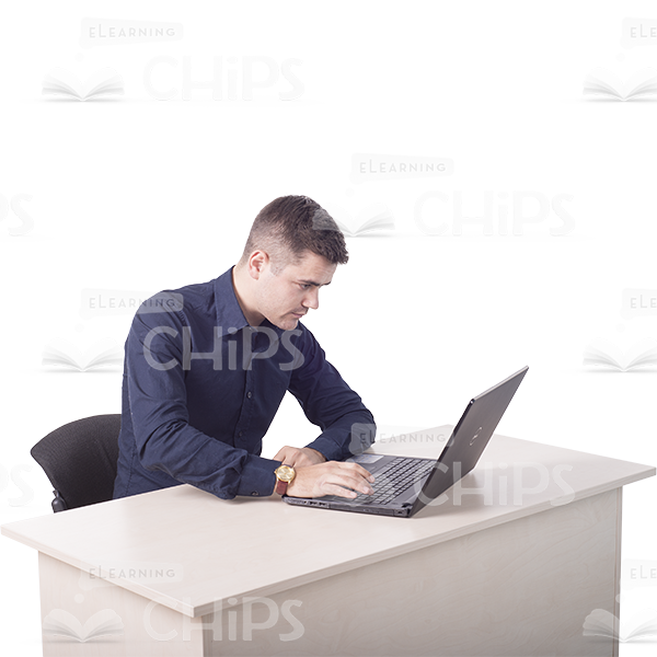 Busy Office Manager Typing Text On Laptop Cutout-0