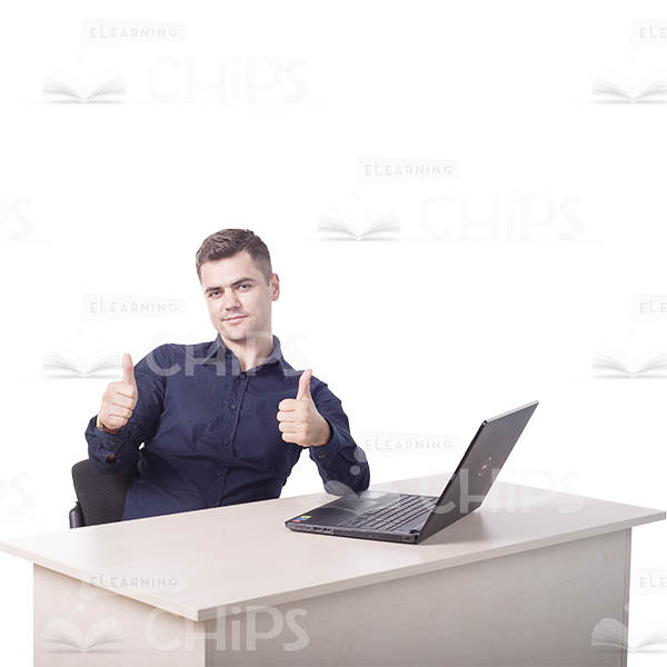 Pleased Cutout Man Character Showing Thumbs Up-0