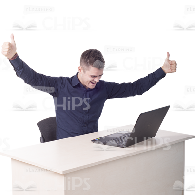 Glad Young Man Sitting At The Desk Cutout Photo-0