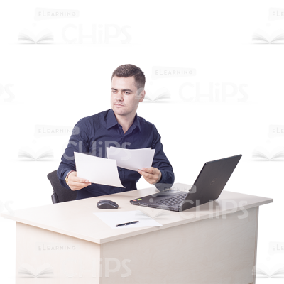 Serious Young Businessman With Papers Cutout Photo -0
