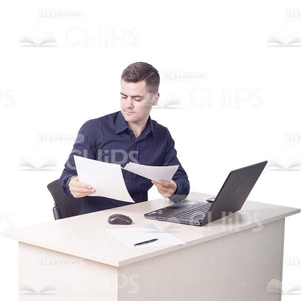 Young Man Sitting And Looking Through Papers Cutout-0