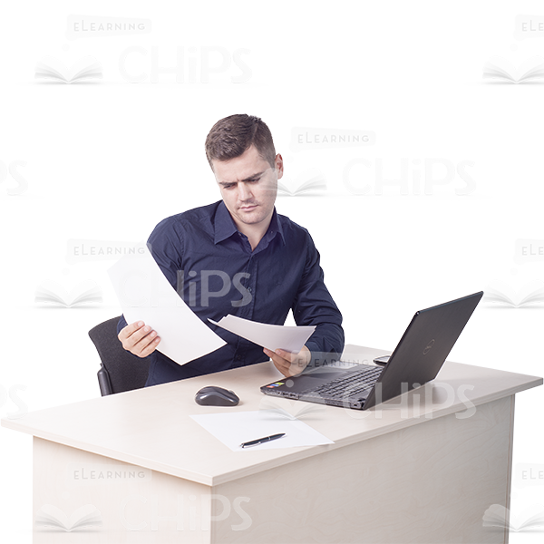 Young Man Examining Business Documents Cutout-0