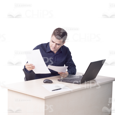 Focused Young Man Examining Papers Cutout Image-0
