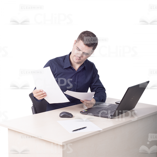 Attentive Young Man Examining Papers Cutout Photo-0
