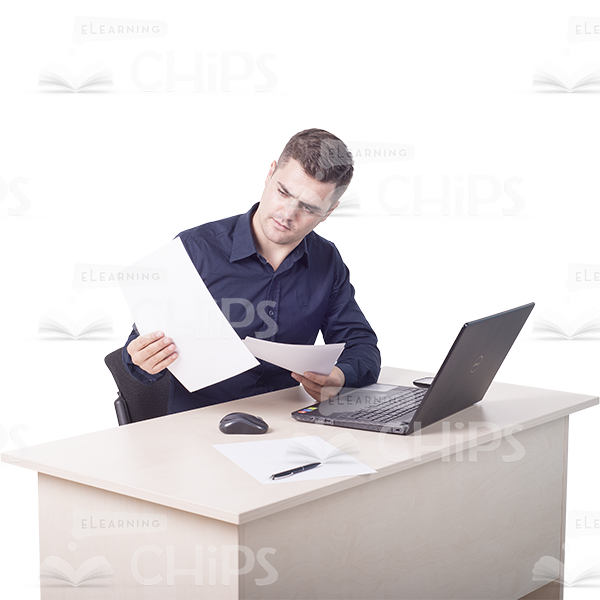 Frowning Man Examining Docs Cutout Photo-0
