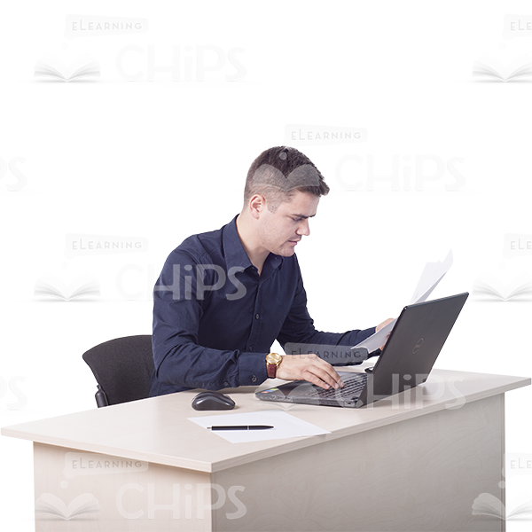 Young Man Focused On Laptop Cutout-0