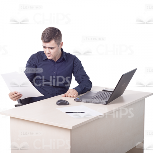 Surprised Cutout Man Character Looking At Papers -0