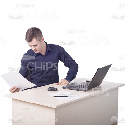 Concentrated Young Man Sitting With Papers Cutout-0
