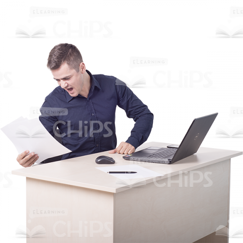 Screaming Young Man Sitting With Papers Cutout-0