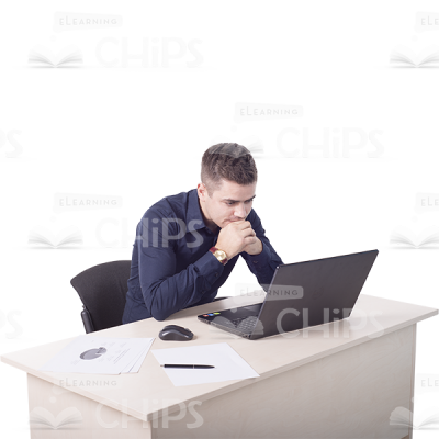 Focused Man Looks At Laptop Cutout Photo-0