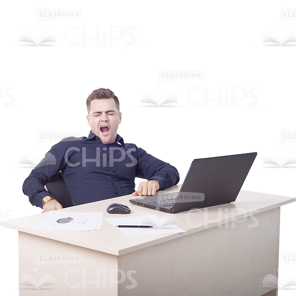 Young Businessman Yawning Heavily Cutout-0