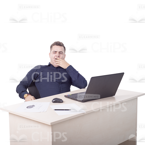 Handsome Young Man Yawning Cutout Image-0