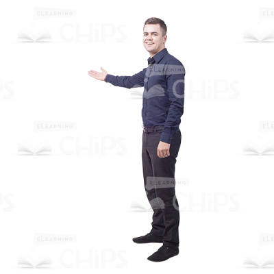 Half-turned Young Man Presenting Something Cutout-0
