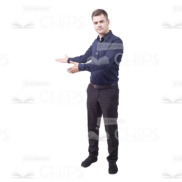 Serious Young Man Pointing Cutout Photo-0